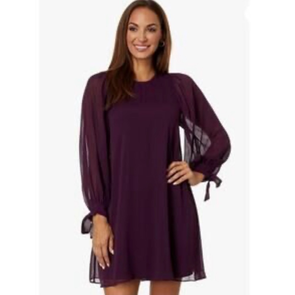 Calvin Klein Long Sleeve Purple Dress